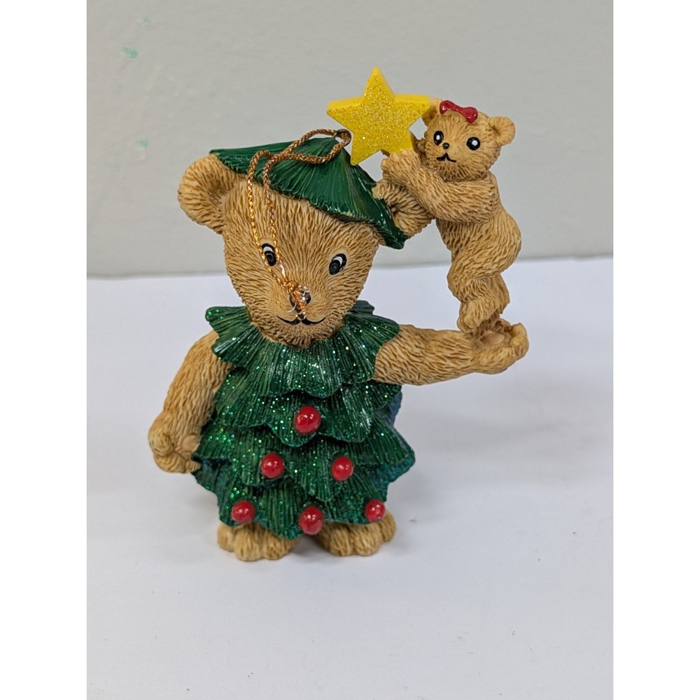 Claires 1997 Vintage Bear Mama Baby Christmas Tree Dress‎ Star Ornament Decor
